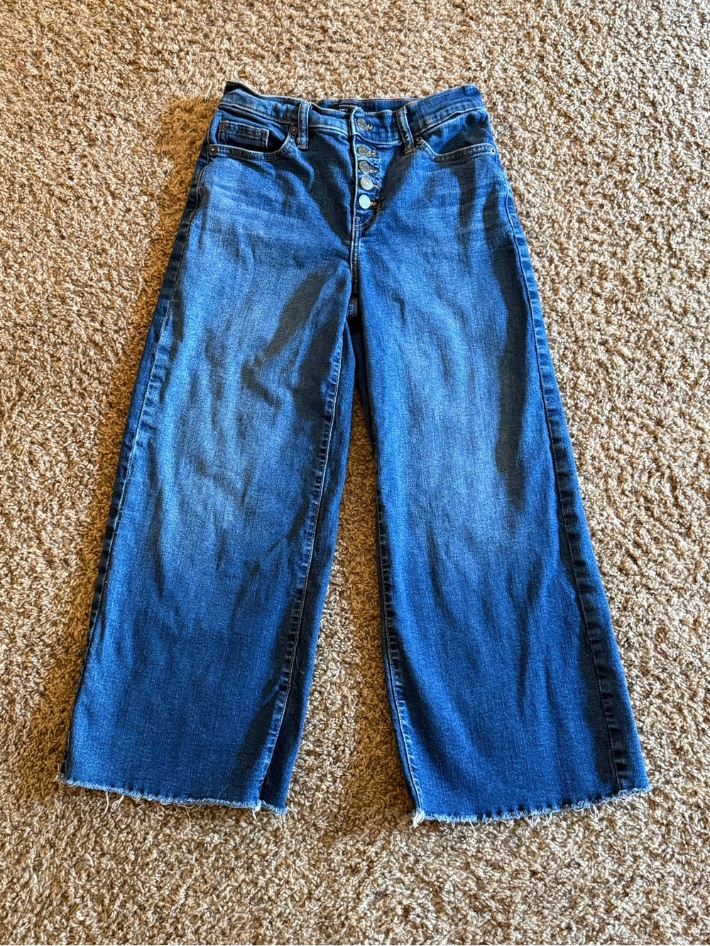 Banana Republic Wide-Leg Button-Front Jeans — cropped